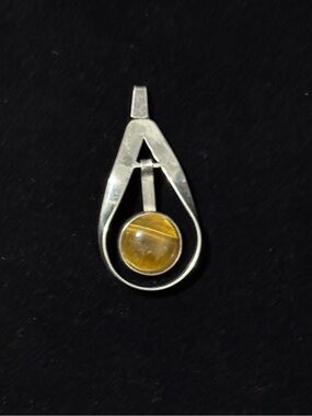 Sterling Silver Teardrop Pendant with Honey Tiger's Eye "Swing", Pendant only